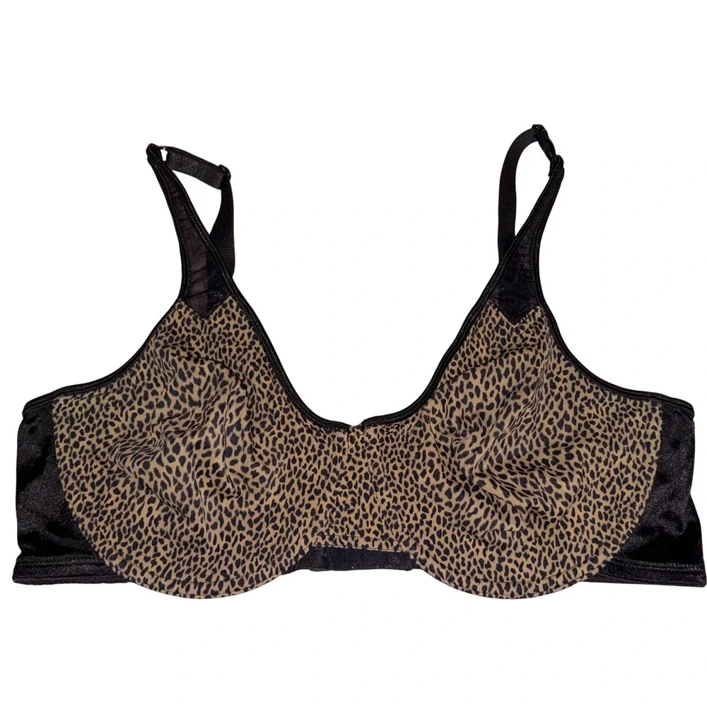 Womens Brown Black Leopard Print Full Coverage Unlined Underwire‎ Bra, 38D